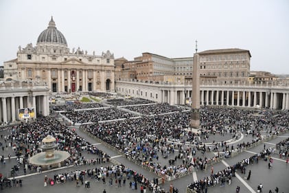 VATICAN CITY, VATICAN - MARCH 31: A view of the area as Pope Francis celebrates the Easter Sunday Mass at St. Peter's Square, in Vatican City, Vatican, on March 31, 2024. Easter is a Christian festivity which celebrates the resurrection of Jesus on the third day of his death by crucifixion. (Photo by Isabella Bonotto/Anadolu via Getty Images)